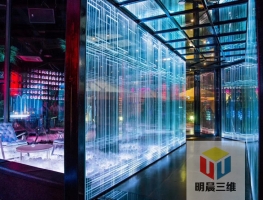 激光内雕茶餐厅发光玻璃